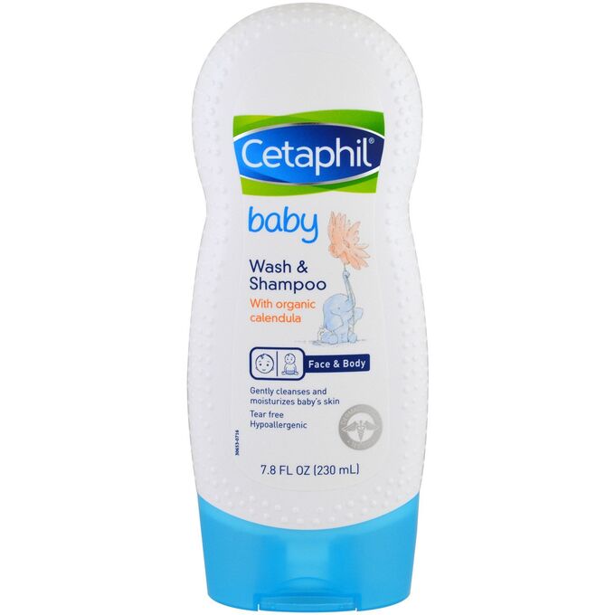 iherb Cetaphil, детский гель для душа и шампунь, с органической календулой, 230 мл (7,8 жидк. унции)