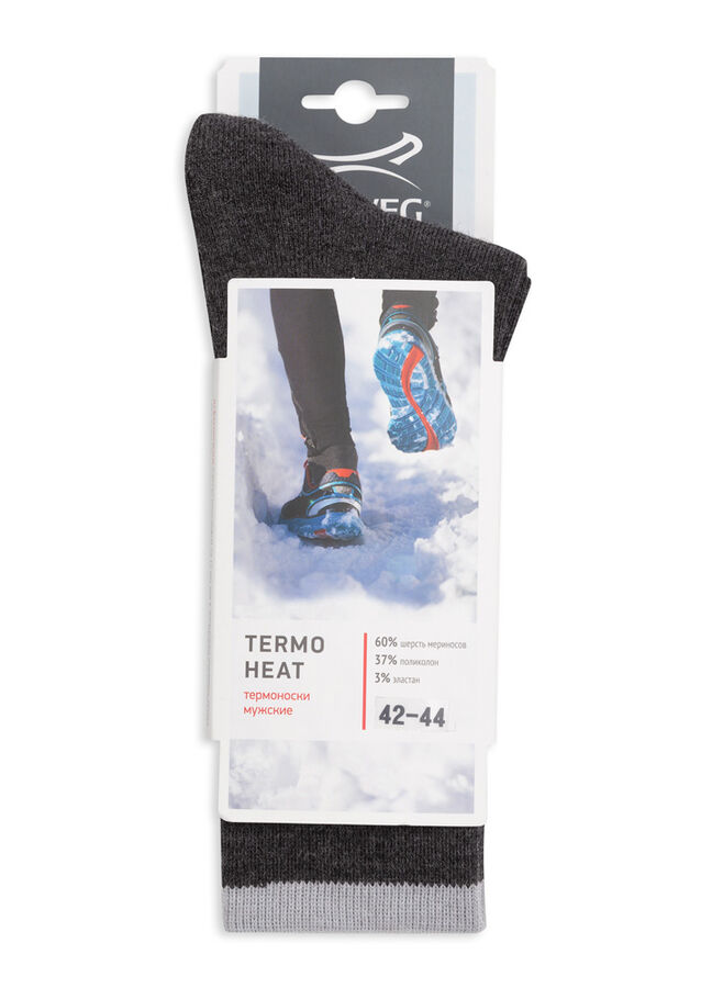Носки с технологией Thermo Heat инновационное сохранение тепла. Цвет: темно-серый меланж, МУЖСКИЕ