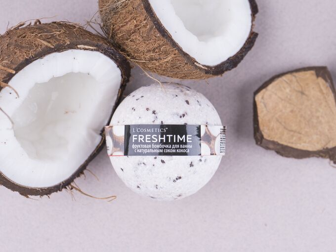 Cafe mimi FRESH TIME Фруктовая бомбочка для ванны С натуральным соком кокоса, 170 г