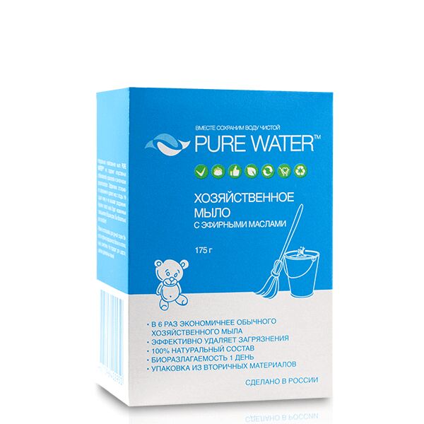 Mi&Ko Хозяйственное мыло Pure Water с эфирными маслами 175 гр