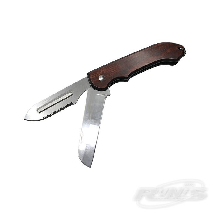 Нож складной, 2 лезвия, цв. дерев., дл. клинка 75 мм/600/