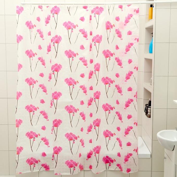 Штора для ванной комнаты Доляна «Орхидея», 180x180 см, PEVA