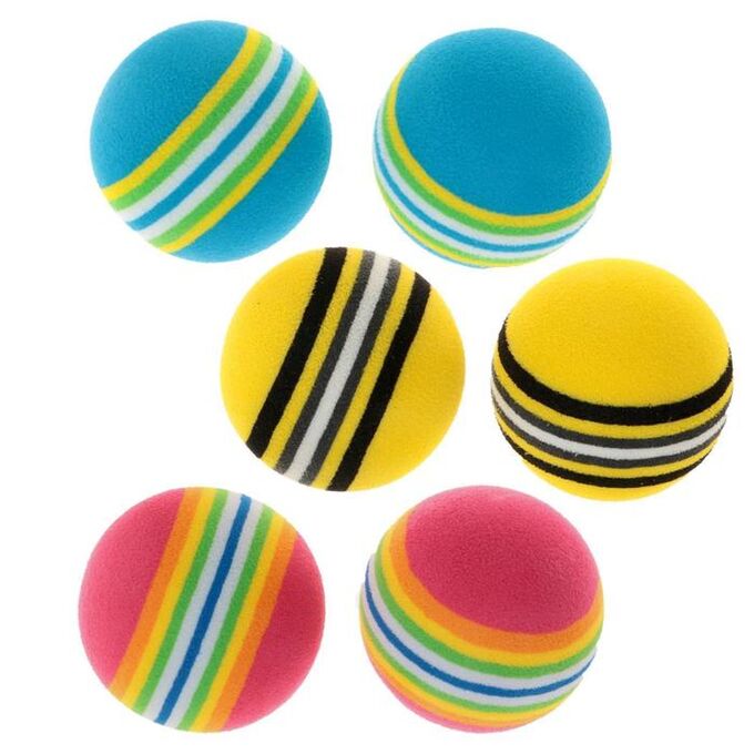Набор из 2 игрушек &quot;Полосатые шарики&quot;, диаметр шара 4.2 см (большие), микс цветов