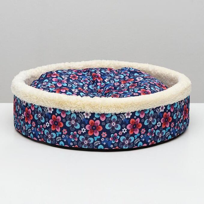 Лежанка круглая с двусторонней подушкой, 46 Х 13 см микс цветов