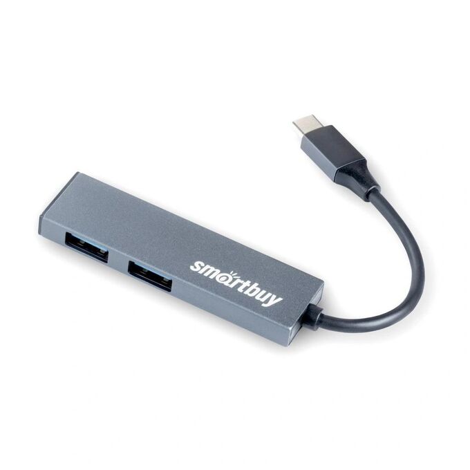 Smartbuy Хаб USB Type-C  460С 2 порта USB 3.0, металл.корпус, серый (SBHA-460С-G)