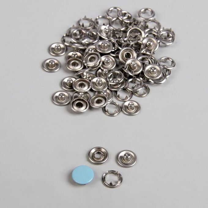 Кнопки рубашечные, закрытые, d = 9,5 мм, 100 шт, цвет голубой