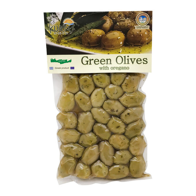 Оливки зеленые с орегано Kurtes 250г
