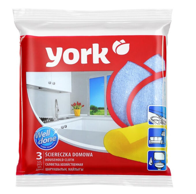 Салфетка YORK 3шт | Губки для посуды, салфетки, тряпки. Аксессуары для ...