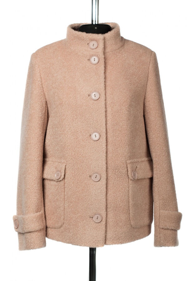 01-10425 Пальто женское демисезонное вареная шерсть пудра