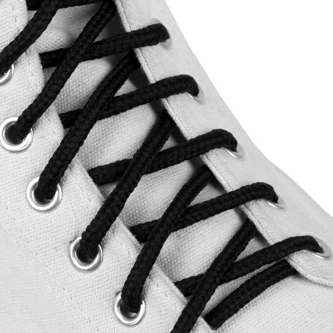 Шнурки для обуви, пара, круглые, d = 3 мм, 120 см, цвет чёрный 1512830