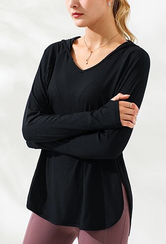 Женская спортивная кофта с капюшоном, цвет черный