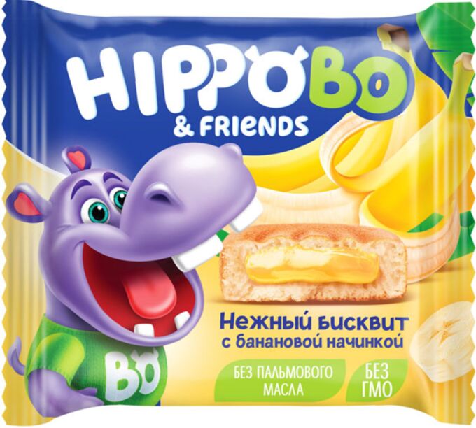 Яшкино Пирожное HIPPOBO с банановой начинкой 32г