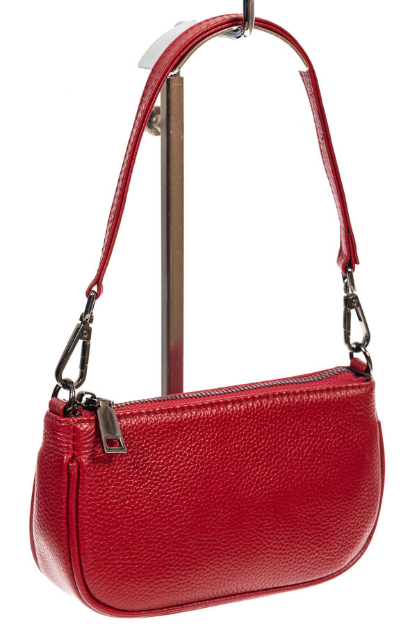Женская сумочка-малышка из натуральной кожи, цвет красный