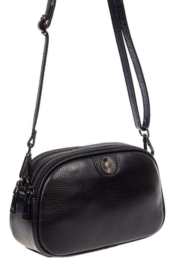 Женская сумочка кросс-боди из натуральной кожи, цвет чёрный