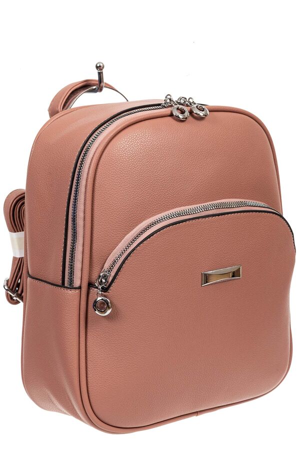 Женский рюкзак из фактурной экокожи, цвет розовый