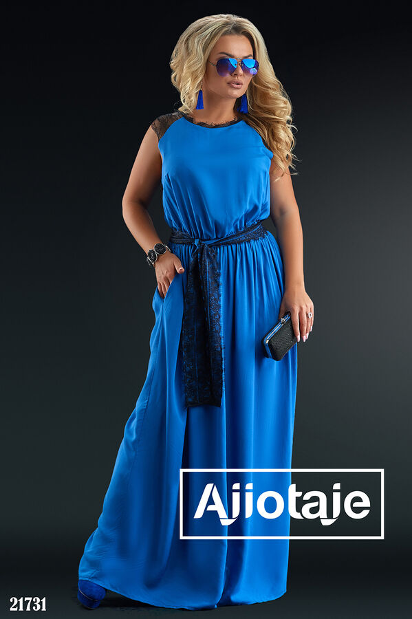 Ajiotaje Штапельное платье макси синего цвета