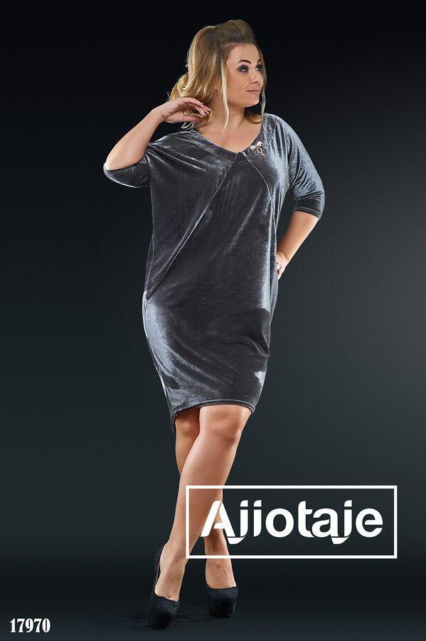 Ajiotaje Бархатное платье миди серого цвета