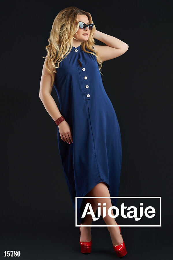 Ajiotaje Темно-синее платье с воротником стойка