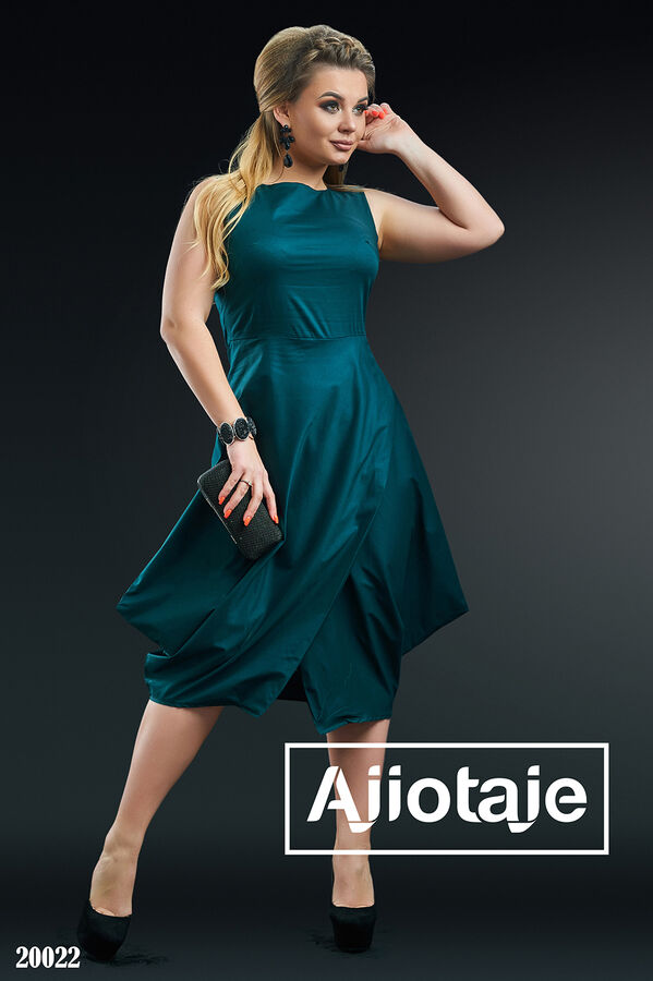 Ajiotaje Стильное платье бутылочного цвета с юбкой на запах
