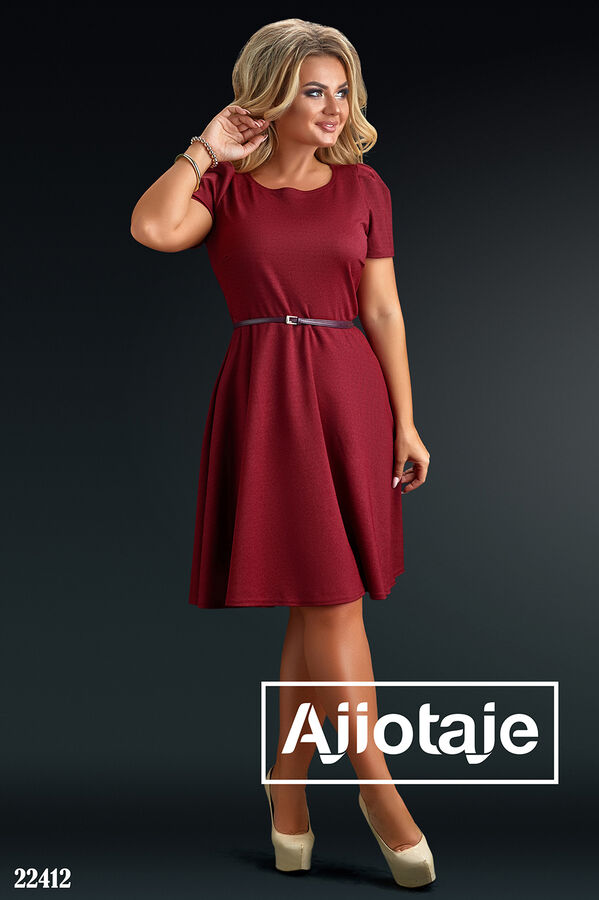 Ajiotaje Нежное платье бордового цвета с поясочком