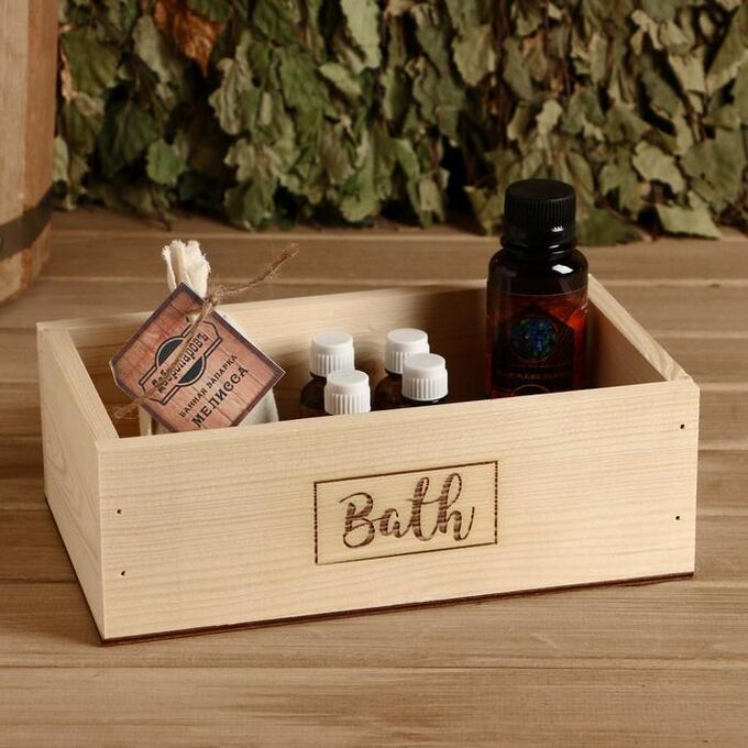 Дарим красиво Ящик деревянный &quot;Bath&quot;, 24.5x14x8 см