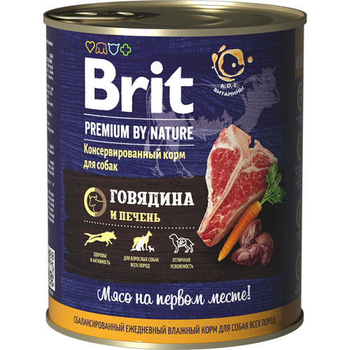 Brit Premium by Nature конс 850гр д/соб Говядина/Печень 40216 (1/6)