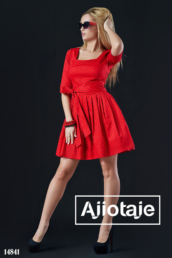 Ajiotaje Платье в горошек с юбочкой колокольчик