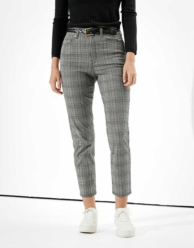 AE Stretch Plaid Mom Pant