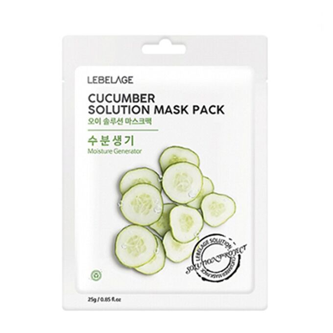 KR/ LEBELAGE Маска д/лица тканевая Cucumber Solution Mask (Огурец), 25г