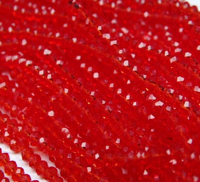 БП009НН23 Хрустальные бусины Красный прозрачный 2х3 мм