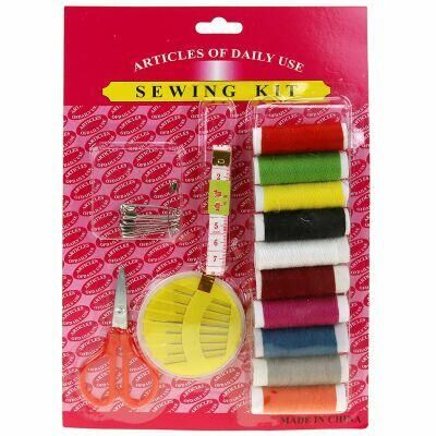 Набор для шитья 14 предметов: цветные нитки - 10 штук; ножни