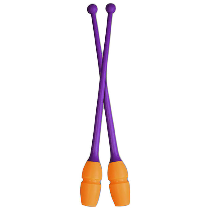 Булавы гимнастические двухцветные сборные PASTORELLI MASHA, длина 40,5 см, FIG, цвет оранжевый/лиловый