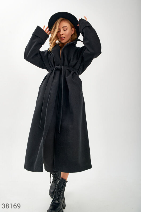Gepur Черное удлиненное пальто