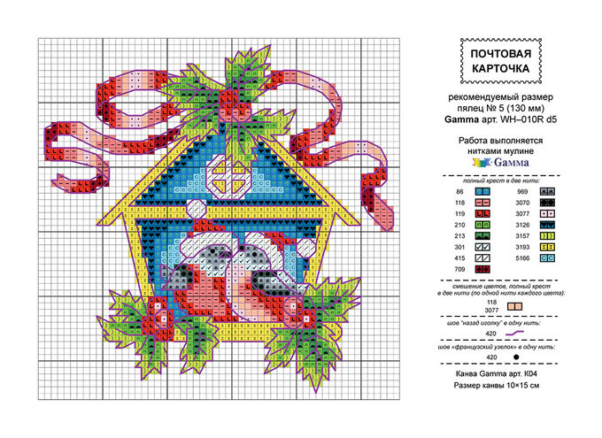 Схема для вышивания Новогодний скворечник