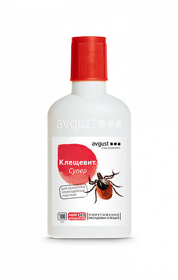 avgust Клещевит Супер 100мл для уничтожения иксодовых (лесных) клещей 1/50