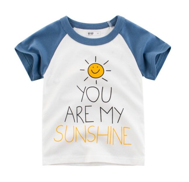 Футболка детская, надпись &quot;You are my sunshine&quot;, цвет белый/синий