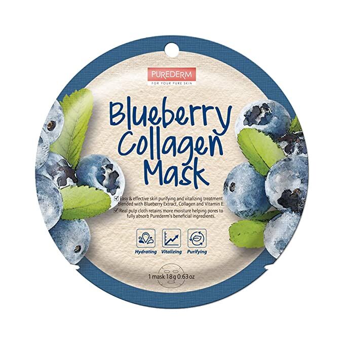 Purederm Blueberry Collagen Circle Mask Коллагеновая маска с экстрактом голубики, 18гр