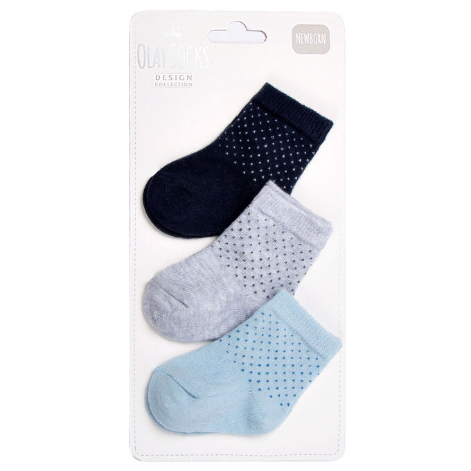 Комплект носков из трех пар Olay для новорожденных Цвет: темно-синий-серый-голубой