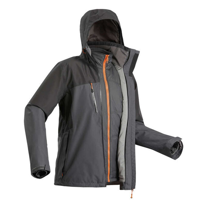 Куртка для треккинга 3 в 1 водонепр. с темп. комфорта –10°C мужская TRAVEL 500 FORCLAZ