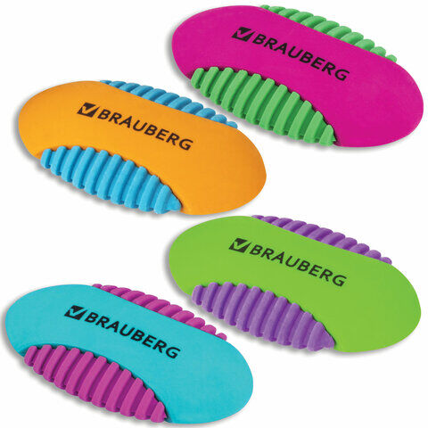 Ластик BRAUBERG &quot;Mix S&quot;, 58х33х13 мм, цвет ассорти, 228724