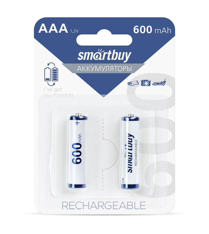 Аккумулятор NiMh Smartbuy AAA/2BL 600 mAh (24/240) (SBBR-3A02BL600)