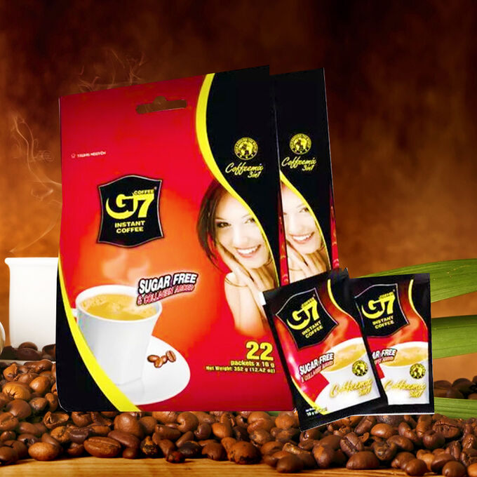 G7 Растворимый кофе 4в1 (кофе, сливки, заменитель сахара, коллаген) 1 упаковка 22 стика по 16 гр