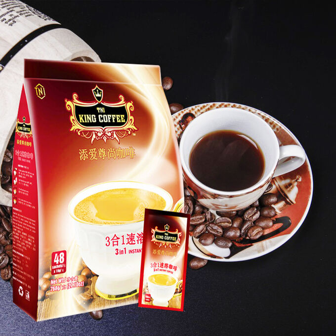 King Coffe Растворимый кофе 3в1 48 пакетиков по 16гр.Состав: растворимый кофе, сливки, сахар.