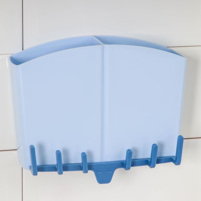Держатель для ванных и кухонных принадлежностей на липучке, 17x7x12 см, цвет МИКС