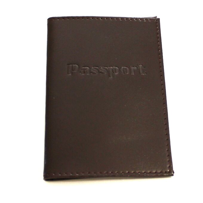 Обложка для паспорта с отделом для карт 2612, гладкая, коричневая, арт.142.103