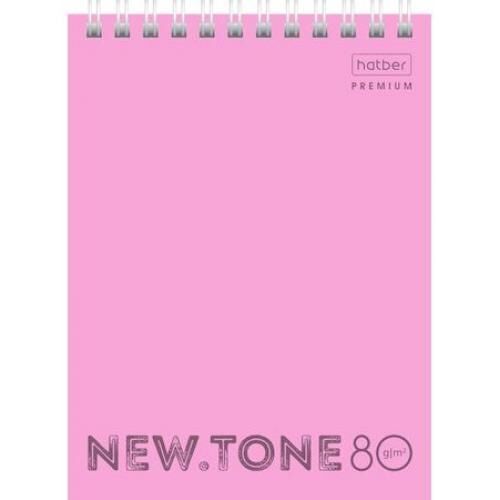 Блокнот на спирали А6 80л клетка пластик.обложка &quot;NEWtone PASTEL&quot; ПИОН (065597) 05018 Хатбер {Россия}