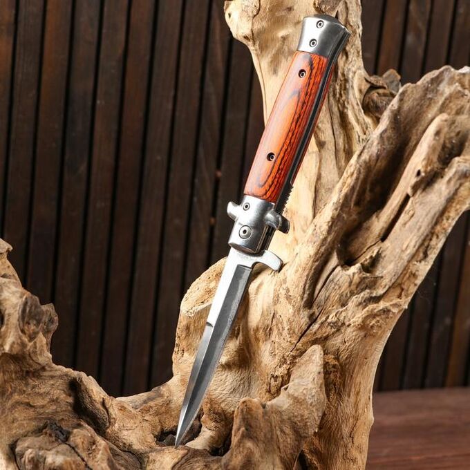 Нож складной полуавтоматический, ручка под дерево, 22,5см, клинок 9,5см