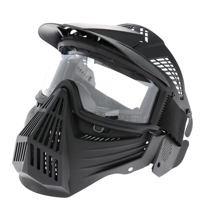 СИМА-ЛЕНД Очки-маска для езды на мототехнике, разборные, визор прозрачный, козырек, цвет черный