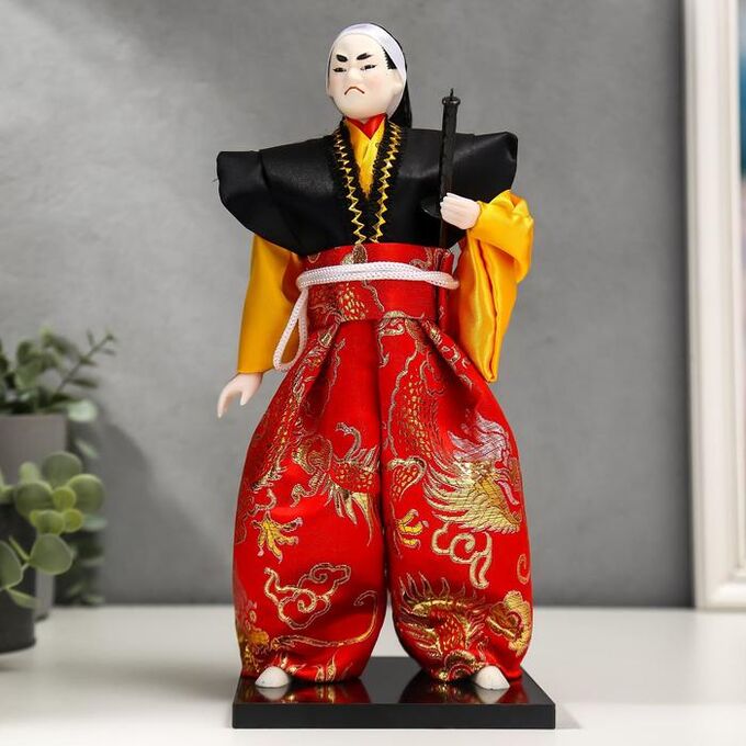 Кукла коллекционная &quot;Воин в ярком кимоно с саблей&quot; 30х12,5х12,5 см