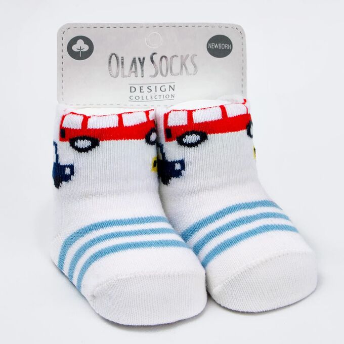 Носки Olay для новорожденных Цвет: белый машинки